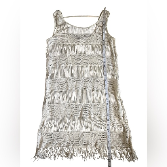 American Eagle Outfitters Cream Crochet Fringe Tank Dress - Picture 3 of 8